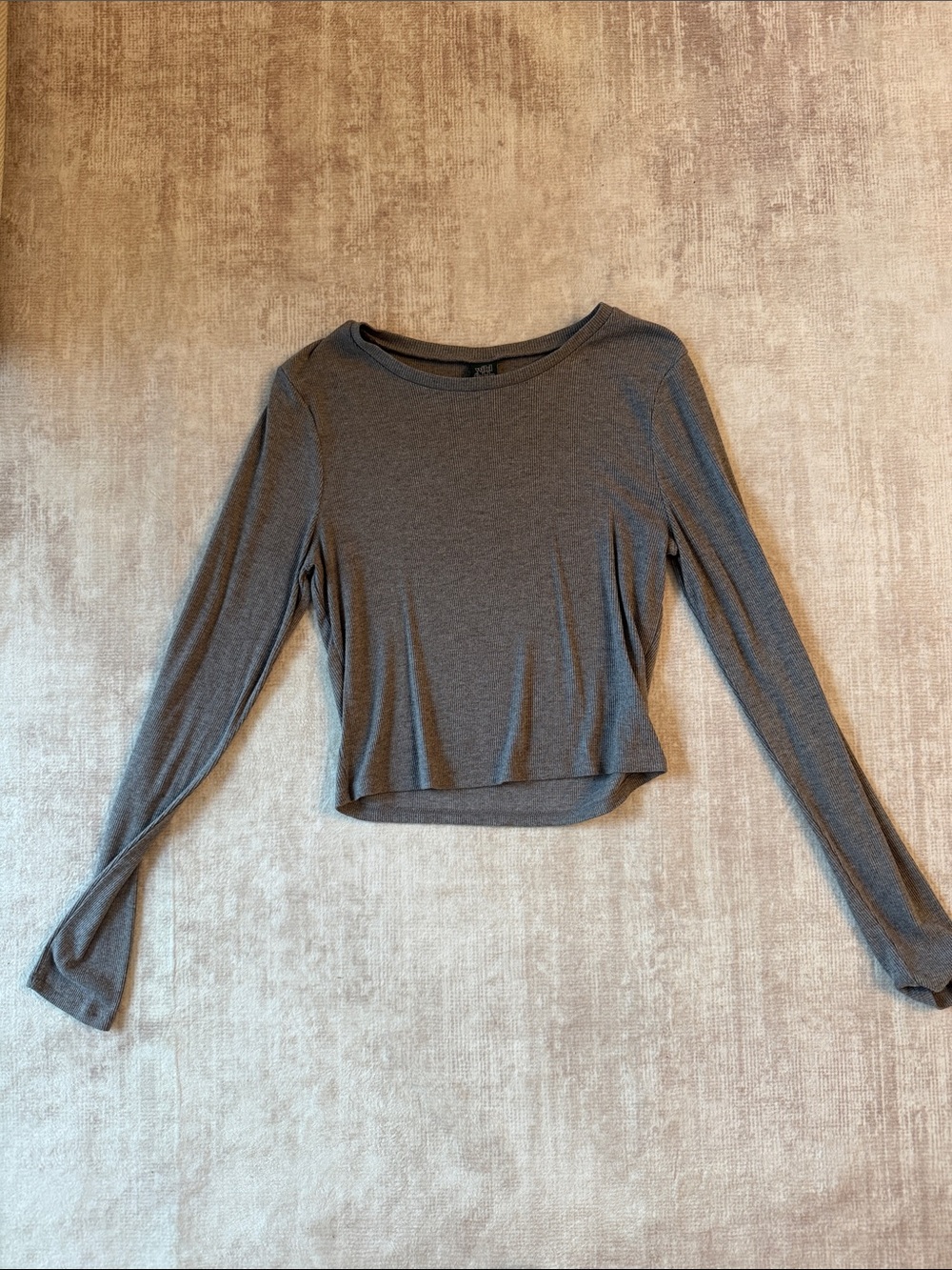 wild fable Gray Long-Sleeve Cropped Tee